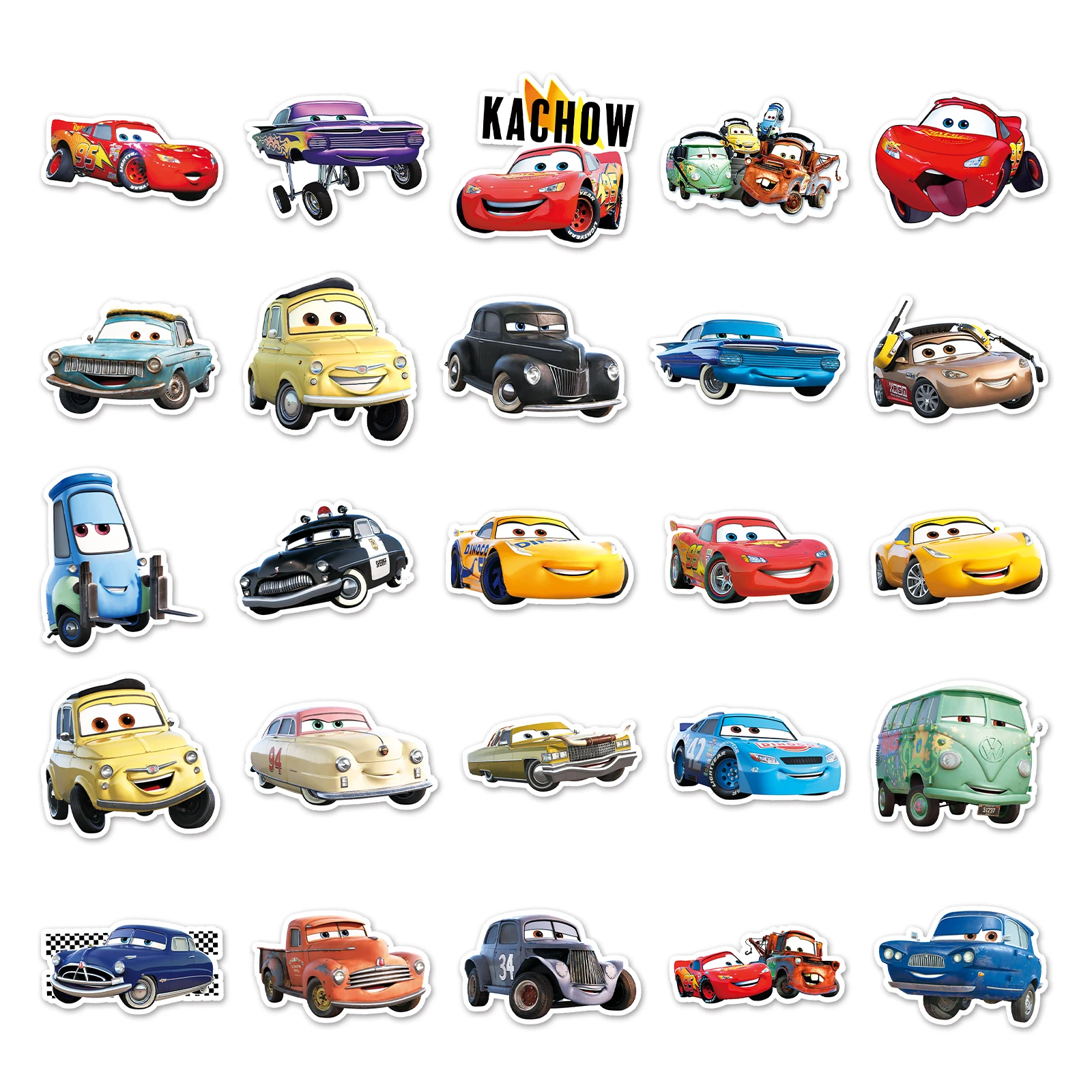 10/50Pcs Disney Cars Stickers Lightning McQueen Skateboard Laptop Guitar Suitcase Luggage Waterproof Anime Stickers Children Toy