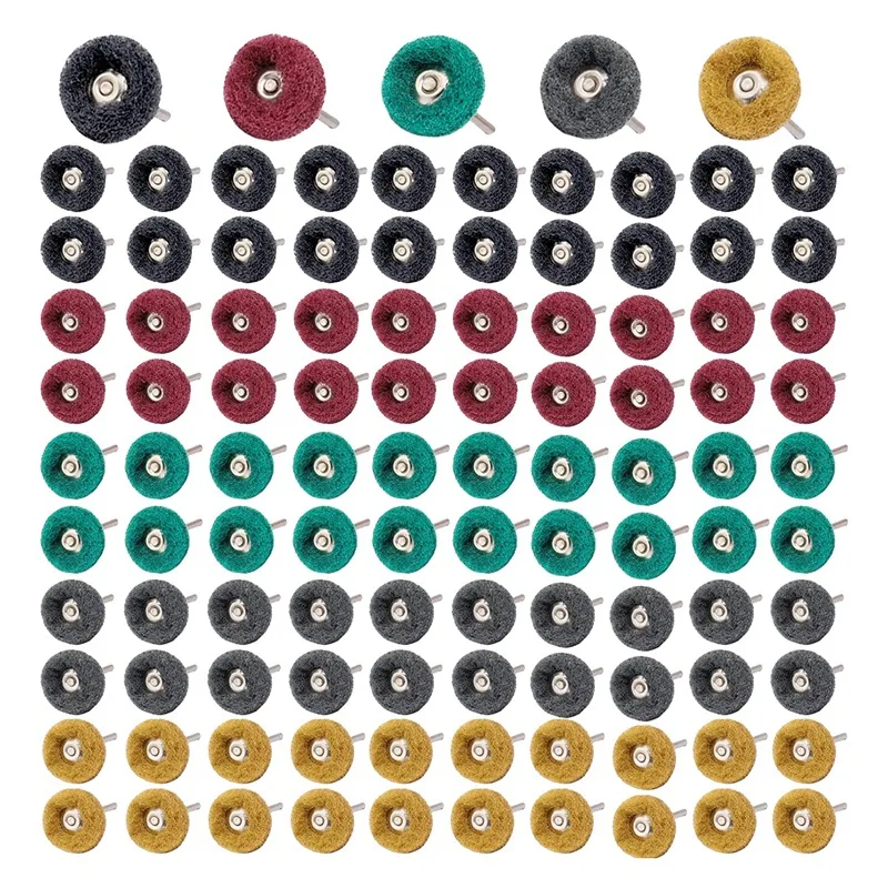 

100Pc Abrasive Buffing Wheels Grit Scouring Pad Abrasive Wheel Polishing 1/8In Shank