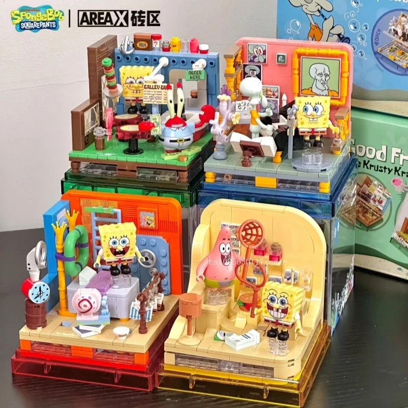 Areax Bob l'éponge blocs de construction boîte chambre modèle jouet Patrick Star maison bureau décoration vacances Surprise cadeaux pour les enfants