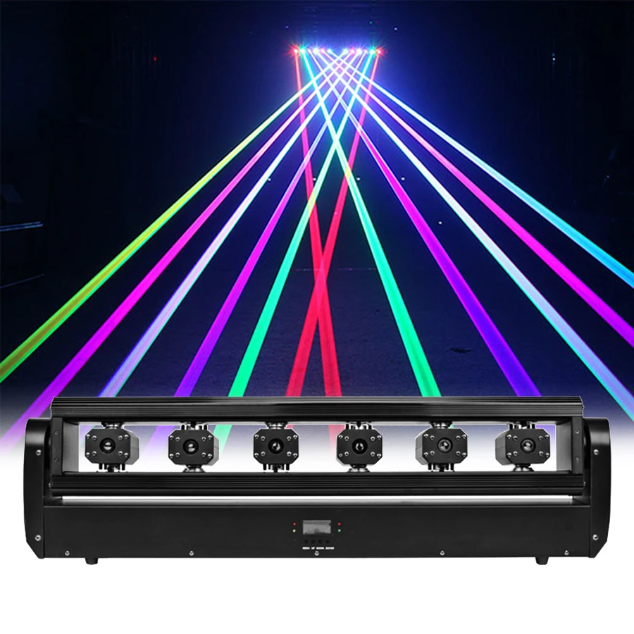 Faisceau Laser à tête mobile 6x500mW, projecteur polychrome RGB 3 en 1, DMX512, éclairage DJ pour scène, fête, Disco, noël, mariage, Mus