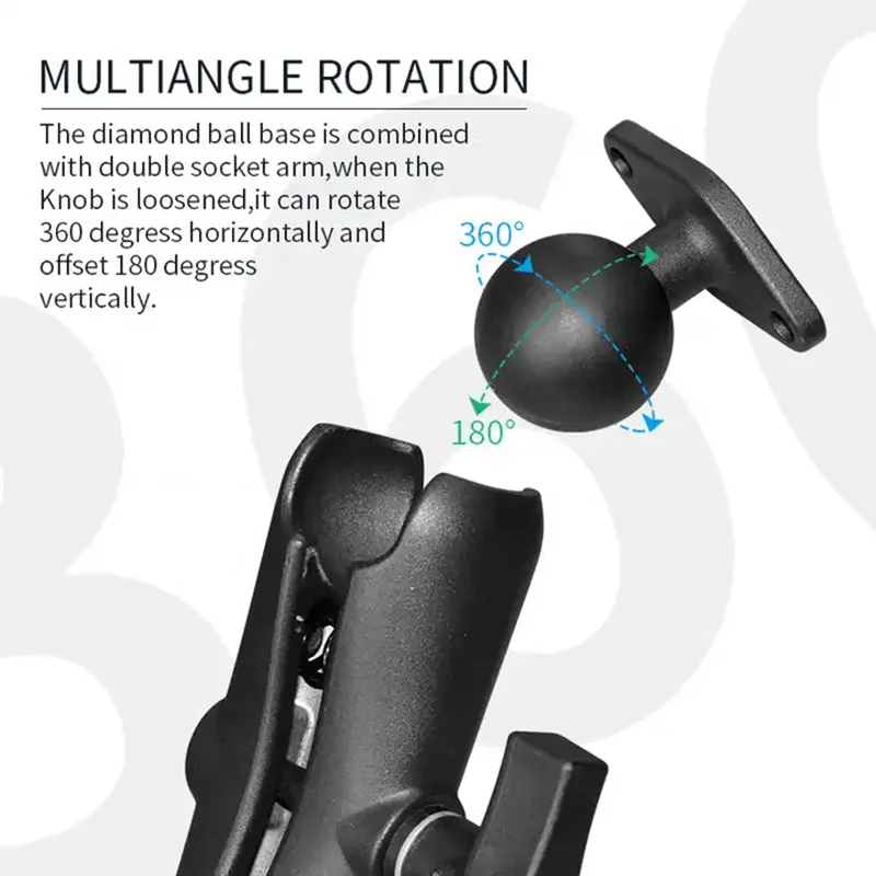 Support pivotant appui-tête support de moniteur de voiture 1.5 Base de boule de diamant pour RAM camion de route Bus tablette support de téléphone portable