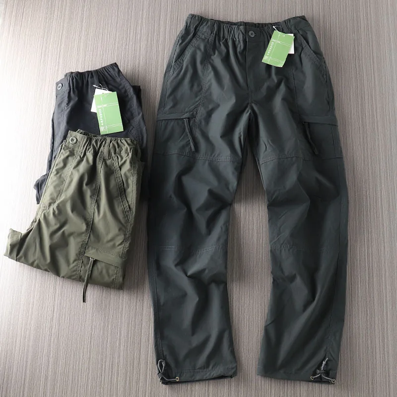 

New Fashion Men’s Solid Color Loose Outdoor Sports Casual Trendy Multi Pocket Straight Cargo Trousers Male Bottom Clothes Pants