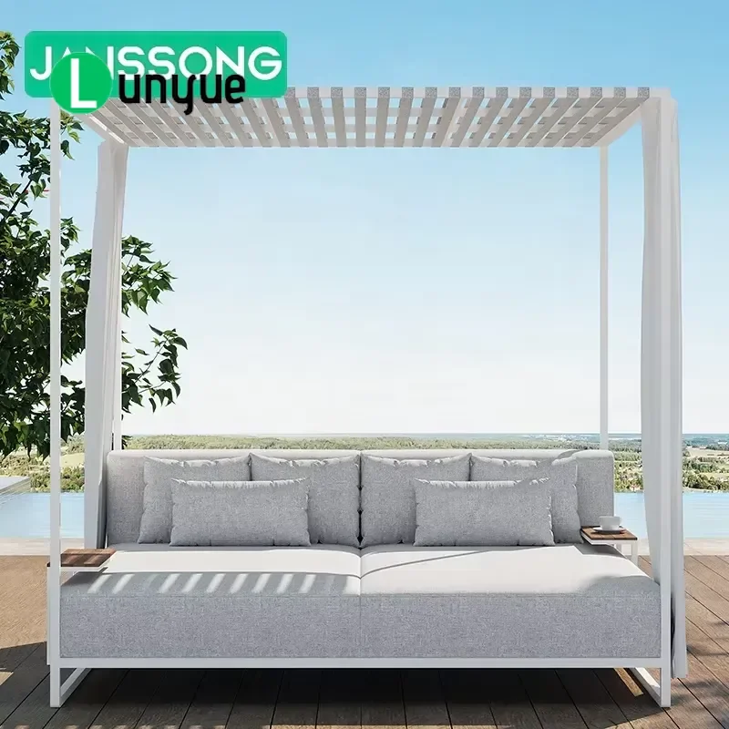 Aluminum Outdoor Sofa Bed Sun Lounger for Villa Resort Garden Lounge Durable Weatherproof Furniture with 3-6 Years Warranty