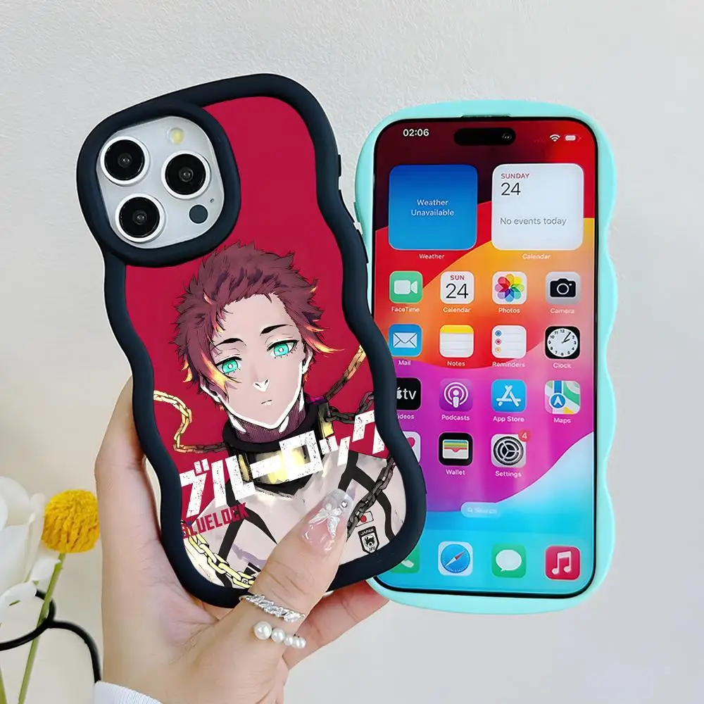 

Blue Lock Ranze Kurona Wavy Edge TPU Mobile Phone Case for iPhone 17 16 15 14 13 12 11 Air Pro Max Plus Colorful Cover