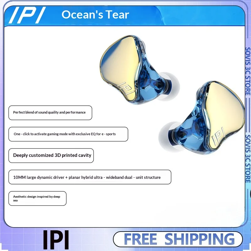 

IPI Ocean Tears earphones 3D-Printed Monitoring Earphone Type-C Plug 12mm Dynamic Driver HD Esports Gaming Headset