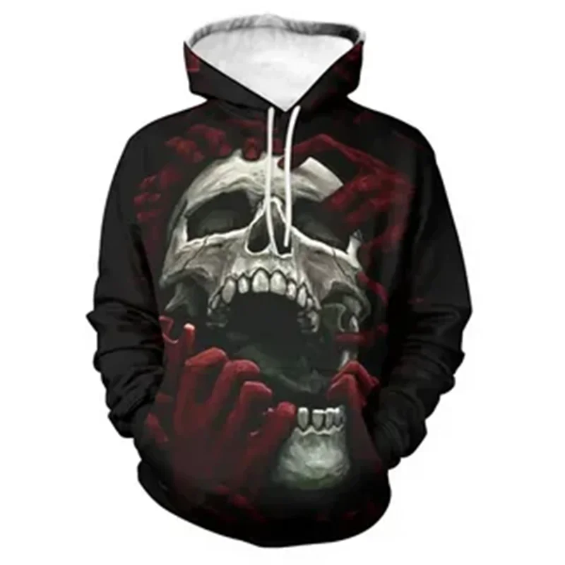 Men Hoodies Punk Skull 3D Printing Fashion Skeletor Y2k Long Sleeve Pullover Autumn High-quality Casual Goth Streetwear Oversize