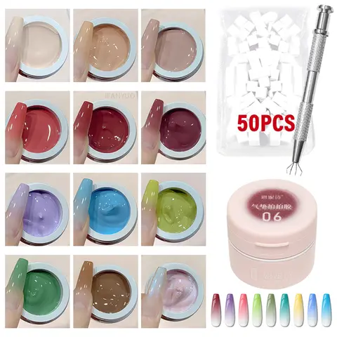 Bilashmart 12 Colors Nail Polish Patting Glue Pink Color Nail Art Air Cushion Glue High Saturation Gypsum Painting Glue for DIY Home Salon