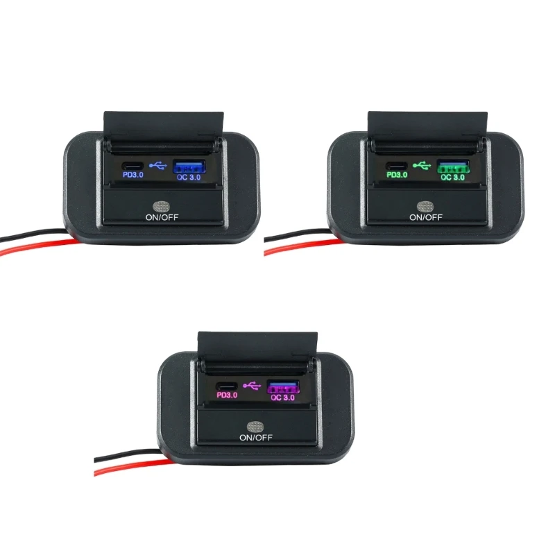 

12 В/24 В мотоциклетная розетка, двойные USB-порты QC3.0 + PD3.0, многофункциональный адаптер для автомобильных зарядных быстрая