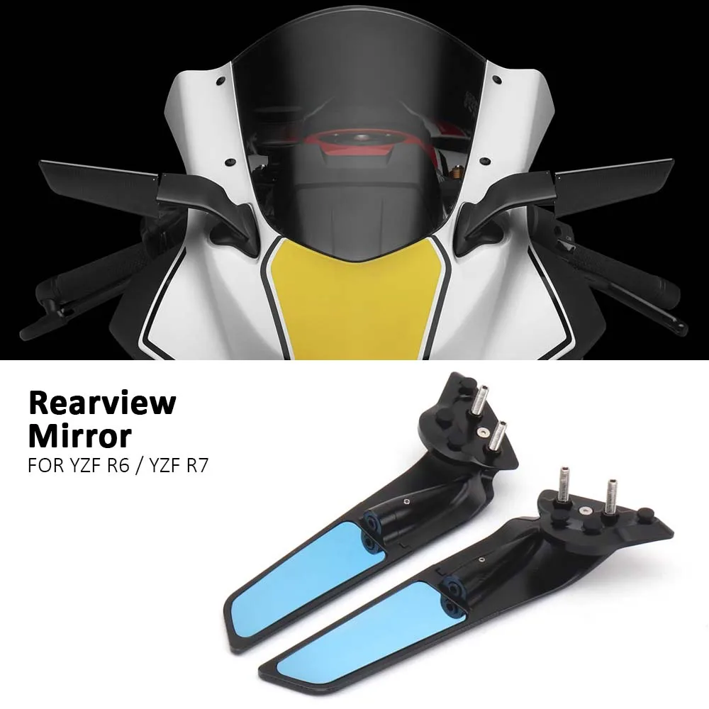 New Motorcycle Mirrors For Yamaha YZFR7 YZF R7 2021-2023 YZFR6 Yzf R6 2017 2018 2019 2020 Adjustable Rotating Rearview Mirror