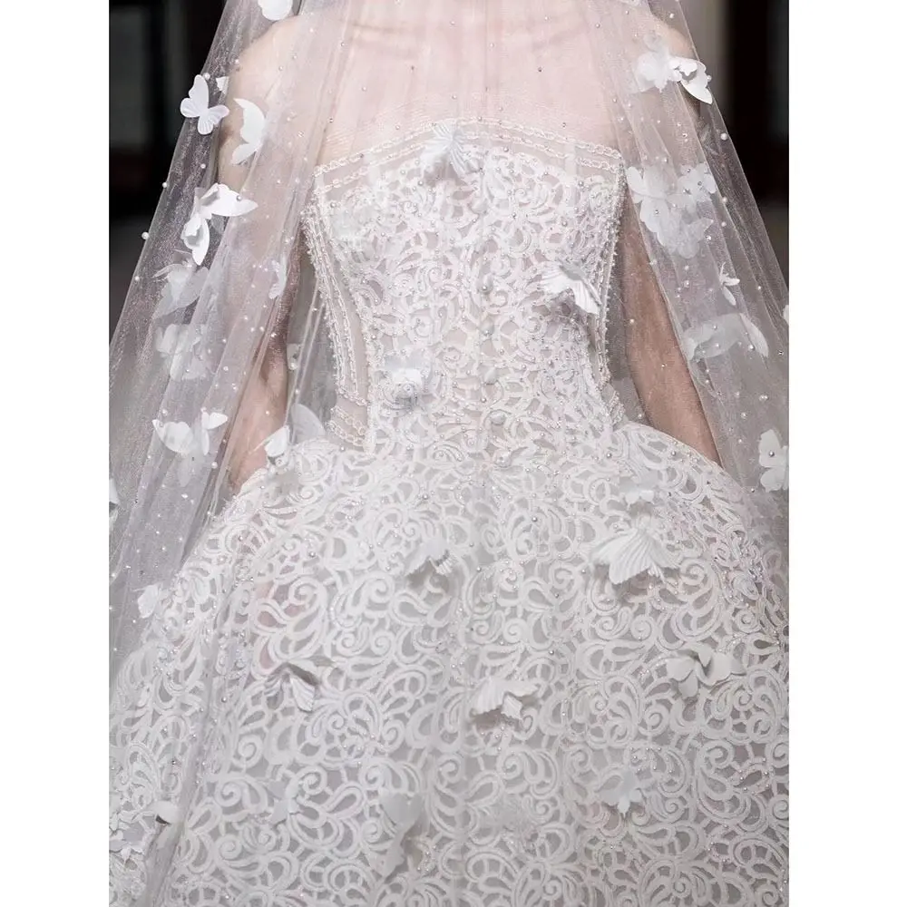 طبقة واحدة من حجاب الزفاف على شكل فراشة بيضاء، غزل ناعم، أغطية رأس زفاف العروس الطويلة للغاية، شاش رومانسي فاخر على شكل فراشة #5