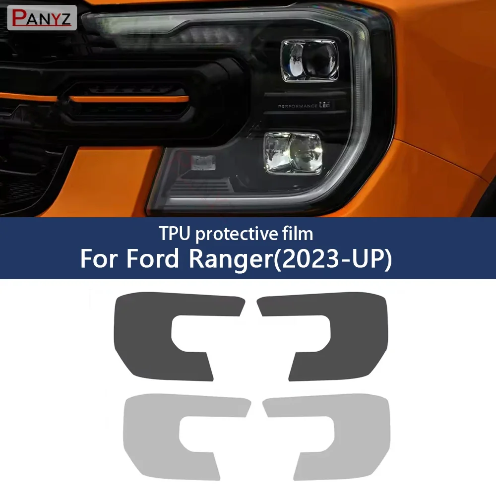 Für Ford Ranger 2023 2024 Rauch Schwarz Scheinwerfer Wildtrak Raptor Auto Schutz Film 2PCS Auto TPU Front Scheinwerfer Film