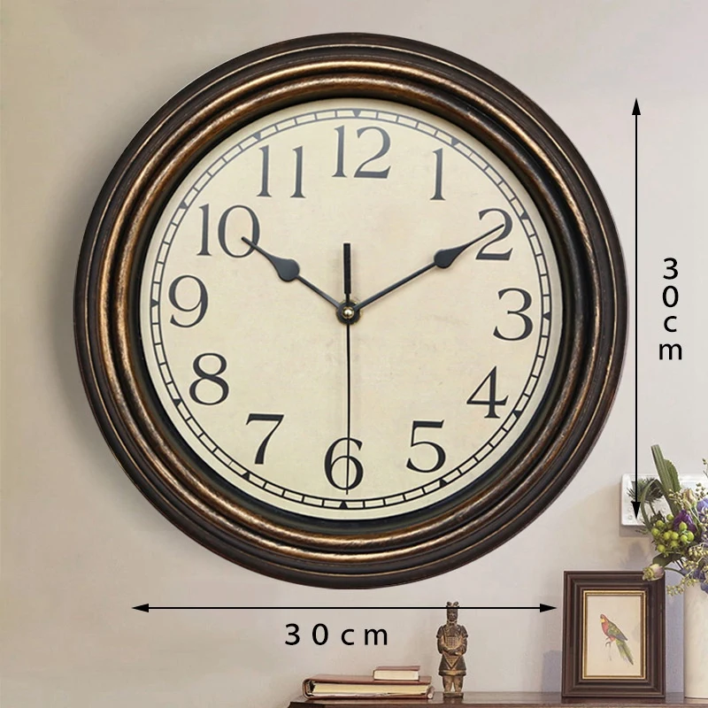 12 Inch Silent Retro Wall Clock Quartz Decorative Table Dial Battery Non-Ticking Digital Clock For Bedroom