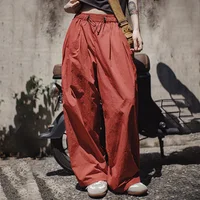 Maden Outdoor Lightweight Quick-Dry Cargo Pants Women Summer Elastic Waist Parachute Pants Pockets Solid Color Straight Trousers - Image 2