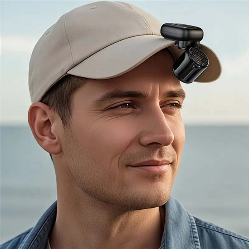 T27C Mini Portable Clip Cap Folding Handheld Fan 3 Speed Rechargeable USB C Clip On Fan Personal Fan For Hat Travel Outdoor