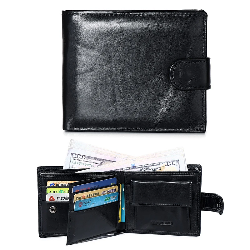 2026 New Men's Genuine Leather Wallet Top Layer Cowhide Short Horizontal Wallet Coin Pocket Card Holder