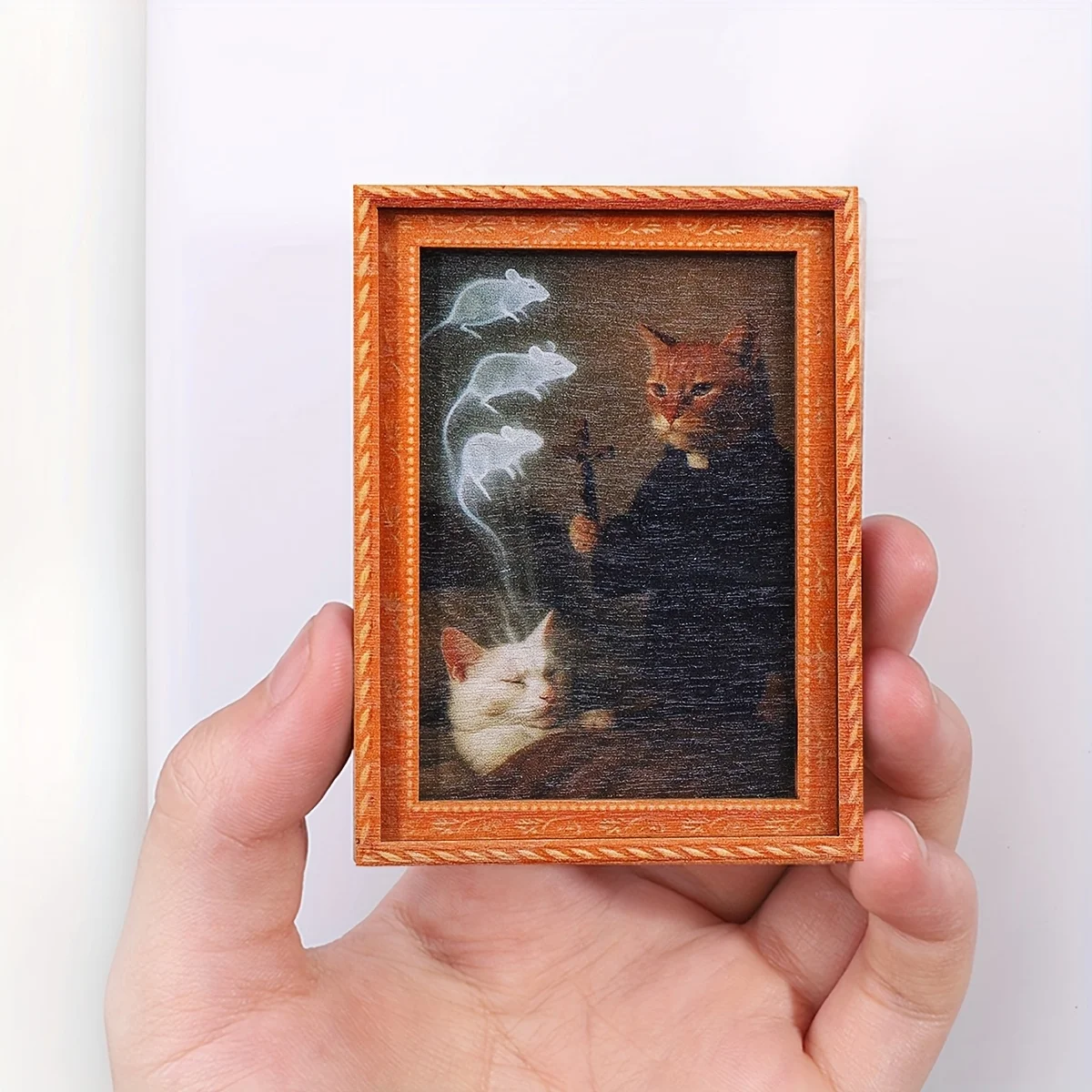 1pc Mini Photo Frame Cat Fridge Magnet, Exorcism Kitten Pattern Refrigerator Decor for Kitchen Home & Cat Lovers Holiday Gift