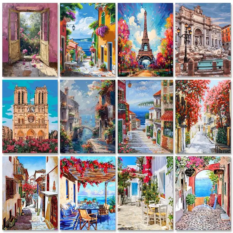 

GATYZTORY Oil Painting By Numbers Scenery On Canvas HandPainted acrylic paint diy Numbers Painting art Coloring By Number
