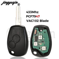 jingyuqin 433MHz Remote Car Key ID46 PCF7947 Chip for Renault Megane Modus Clio Kangoo Logan Sandero Duster VAC102 Blade 2Button