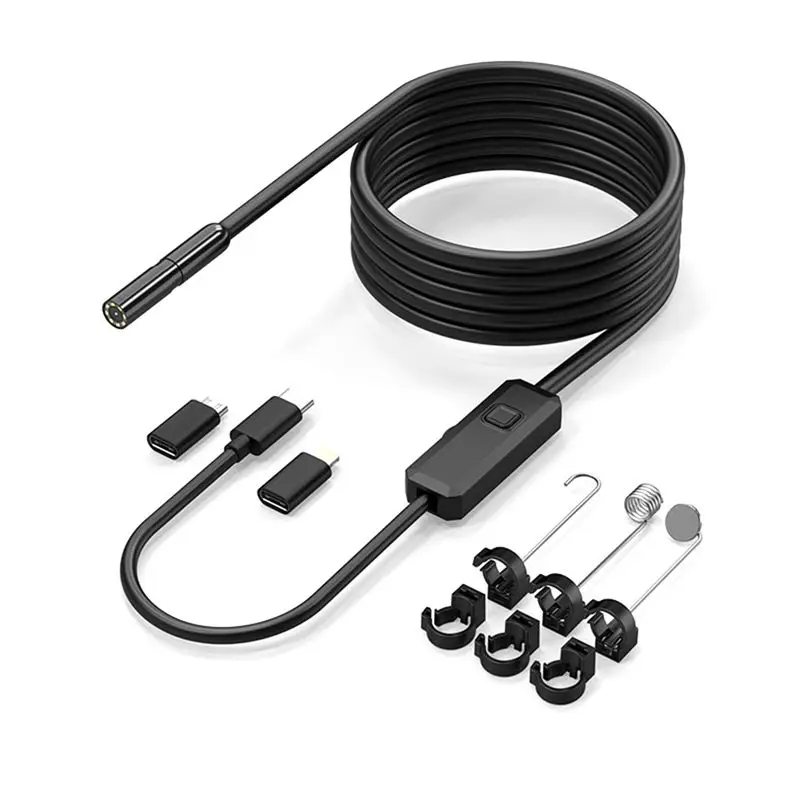 

Диагностический эндоскоп N82R для ремонта автомобилей, 8 мм, 8 LED, камера, адаптер Type-C/Micro-Type, кабель 5 м, 2000K пикселей