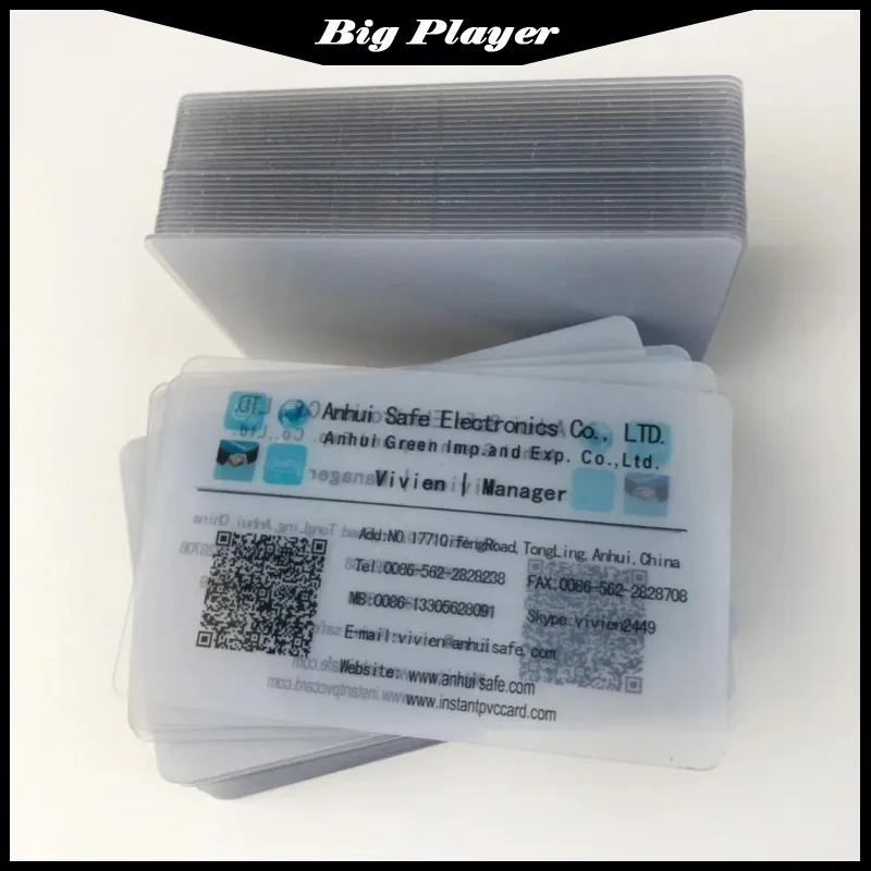 Tamaño 86*54mm para impresoras de inyección de tinta Epson o Canon 100 Uds. Tarjeta de identificación de membresía de tarjeta de PVC transparente de inyección de tinta imprimible con CR80
