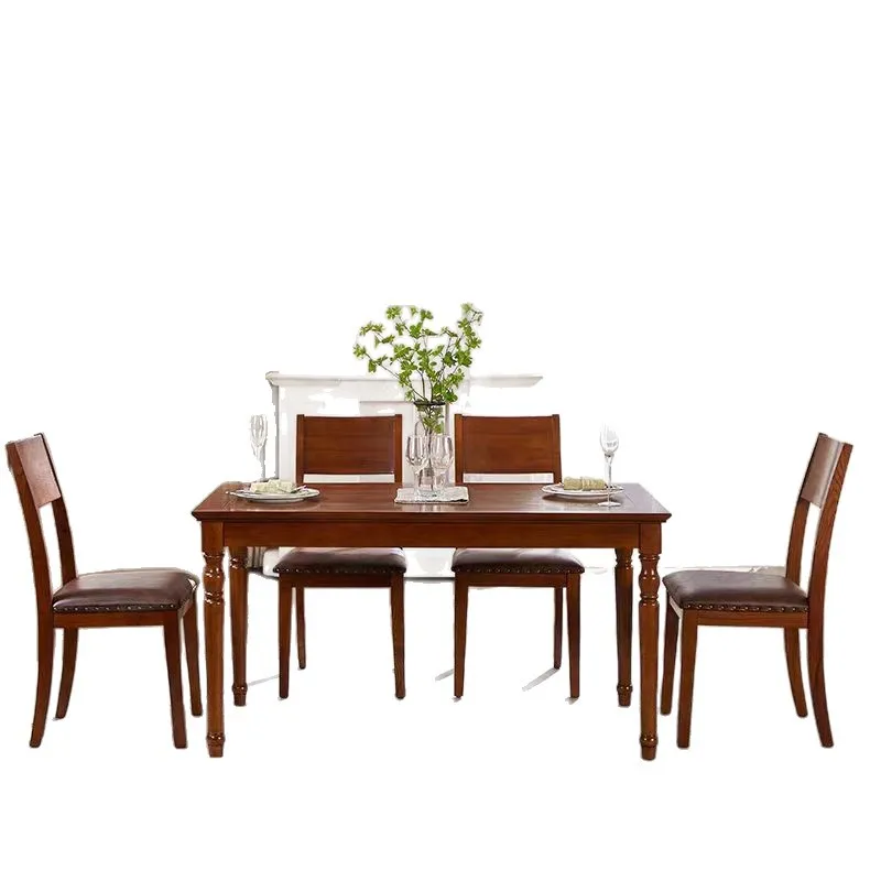 

American style, all solid wood, dining table and chairs, combination, small apartment, retro, restaurant