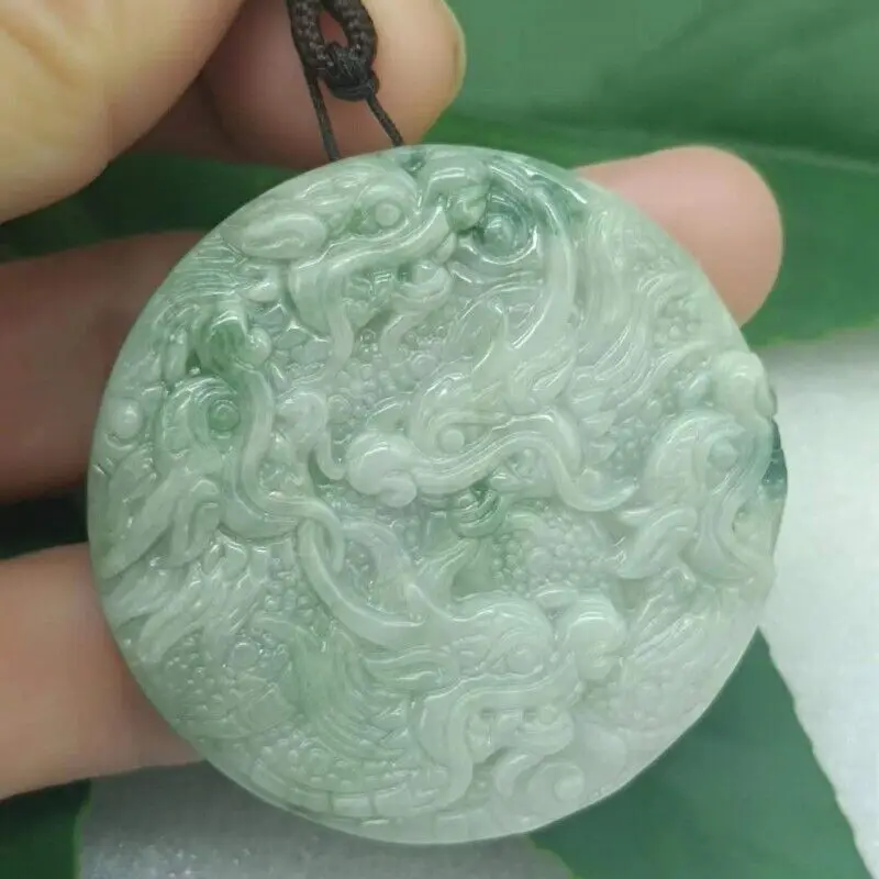 

Certified Natural Light Green Oil Green A Jade Jadeite Dragon Pendant