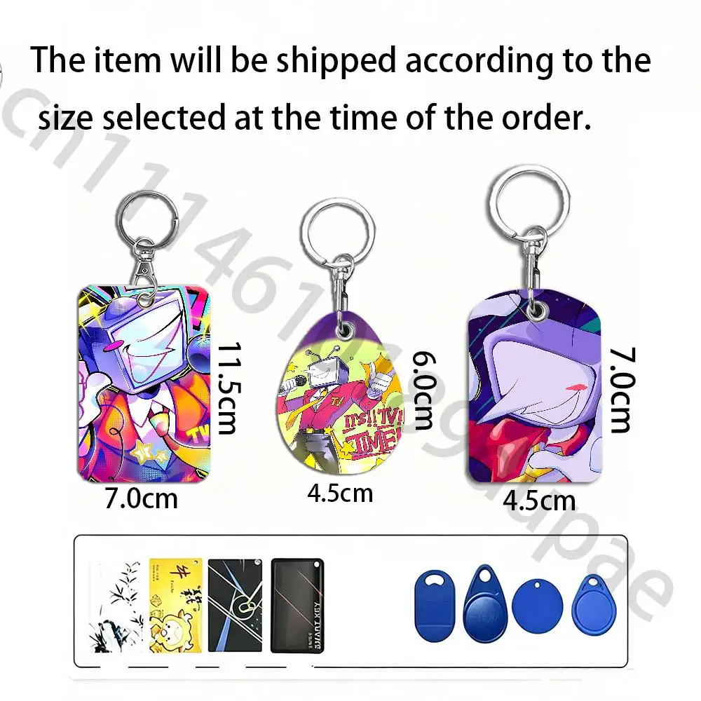 D-Deltarune Tenna Protective Printed Leather Card Case Metal Keychain for Bank Credit Bus Subway ID Cards view 2