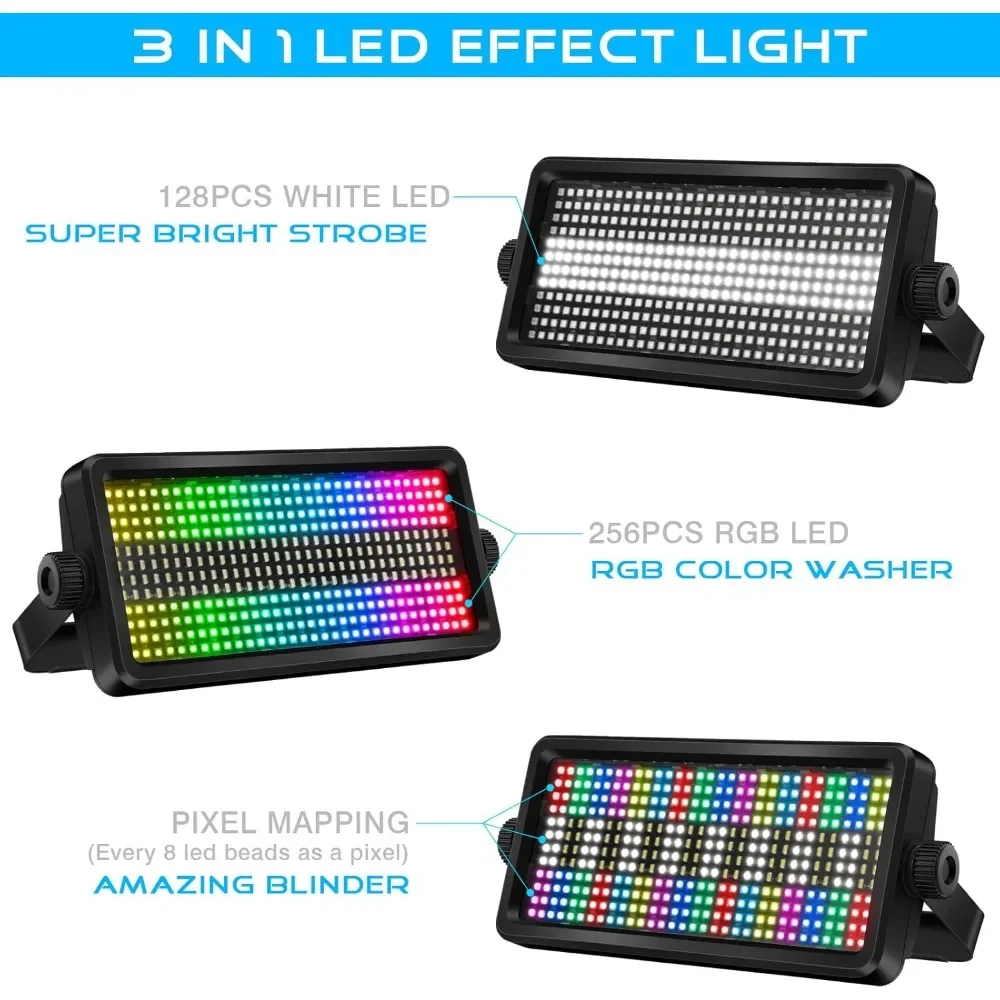 LED Stage Strobe Effect Lights - 120W RGBW DJ Light with 48 Zones Chasing by DMX Control Sound Activated Auto Play Wall Washer