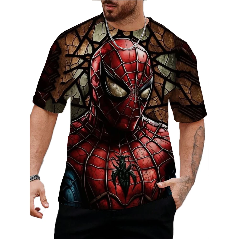 2025 Spider-Man Men's T-shirt Marvel 3D Printed Fashion Short Sleeve Oversized Casual T-shirt Street Spider-Man Boys T-shirt