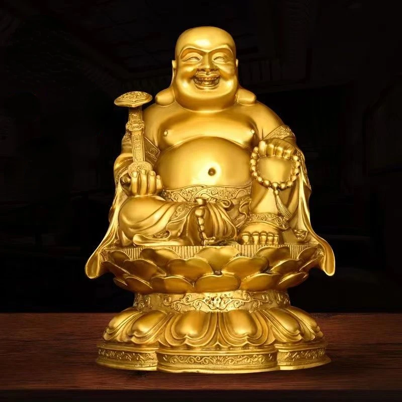 

Full Copper Maitreya Ornament Big Belly Laughing Buddha Attracting Wealth Buddha Household Offerings Statue