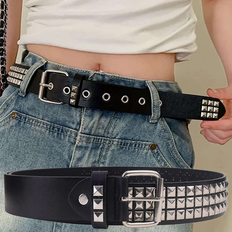 

Trend Rivet Belt Punk Metal Belts for Men Punk Nightclub Rock Style Belt Jeans Y2K Belt Fashion Decoration for Women Belts