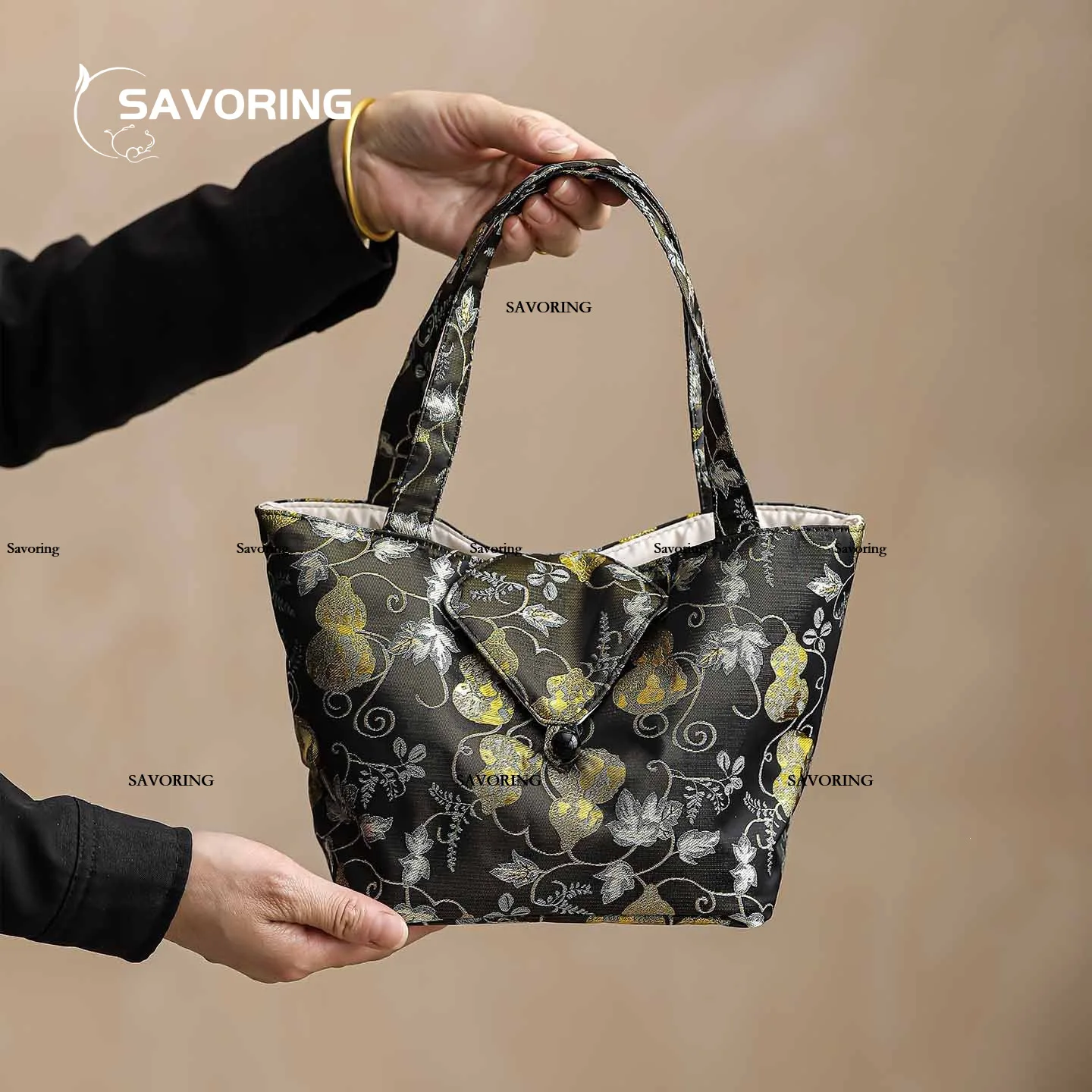 Brocade Cloth Portable Tea Set Bag Large Handbag Tea Tools Bag Chinese Teacup Bag Accessories Cups Puer Supplies Pot Ceremony