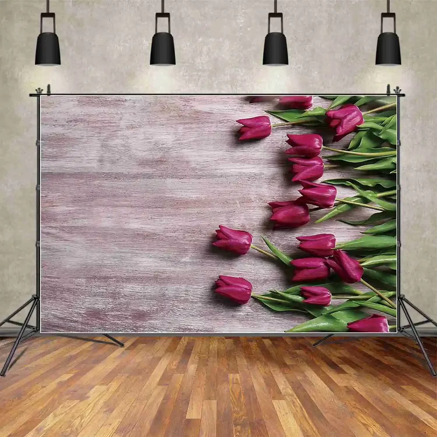 MOON.QG Spring Flower Wooden Backdrops for Product Photography Tulip Boards Food Photo Studio Wall Background Birthday Photozone