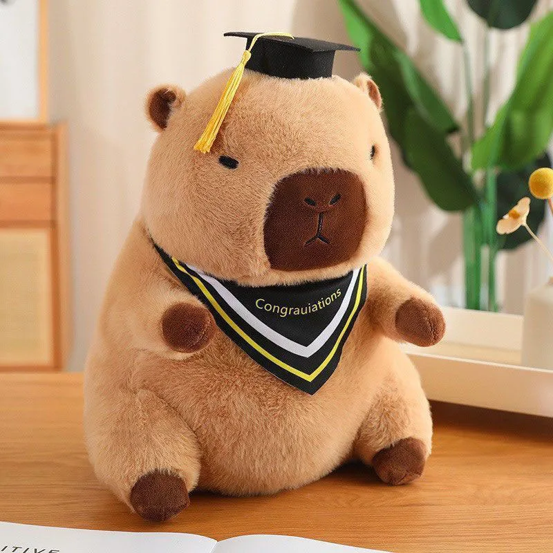 2026 graduação capivara brinquedo de pelúcia bonito boné de formatura boneca animal de pelúcia macio kawaii presente para estudante cerimônia de formatura decoração menina