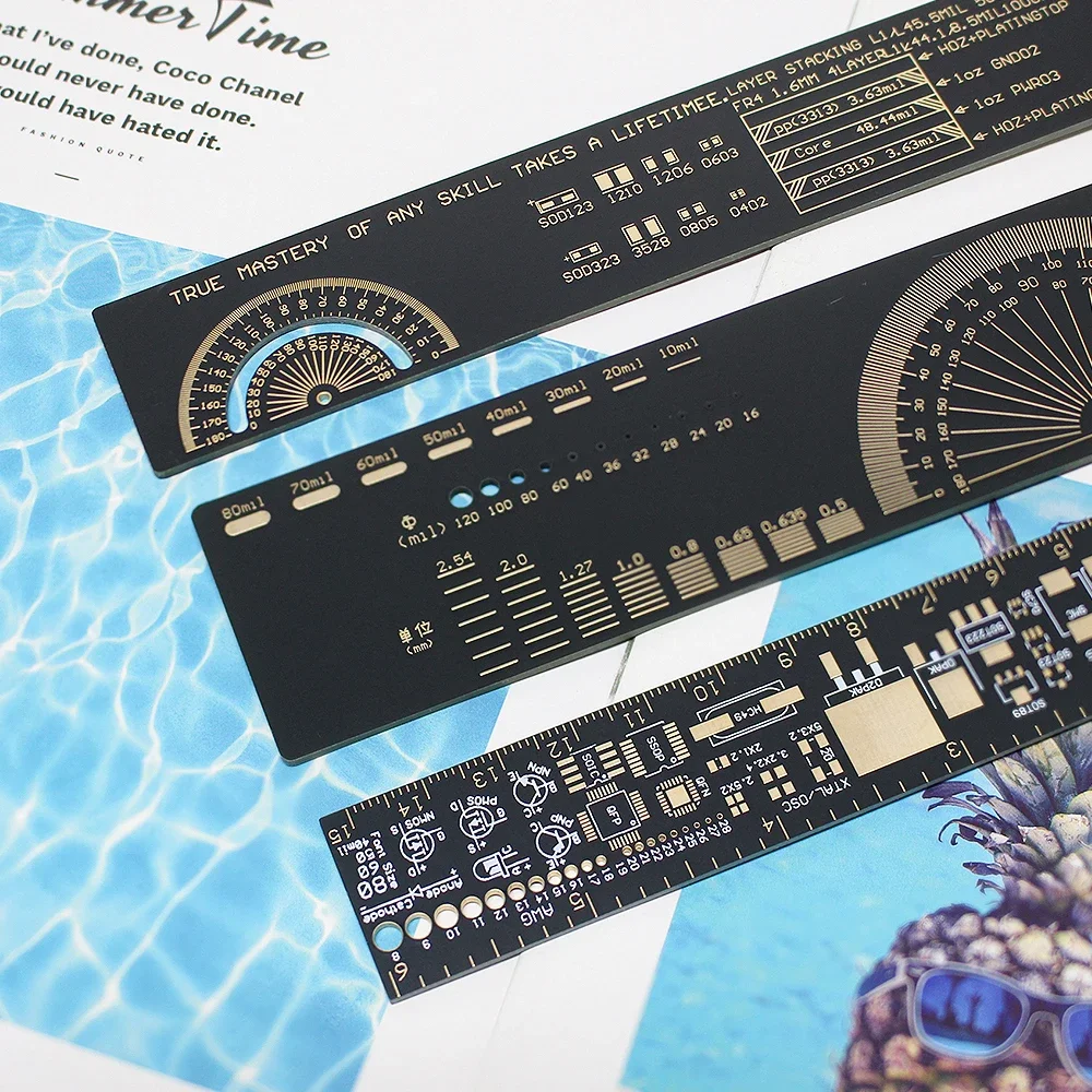 3 Type 1 Set 15cm 20cm 25cm PCB Ruler Multi-functional Measuring Tool Resistor Capacitor Chip IC SMD Diode Transistor