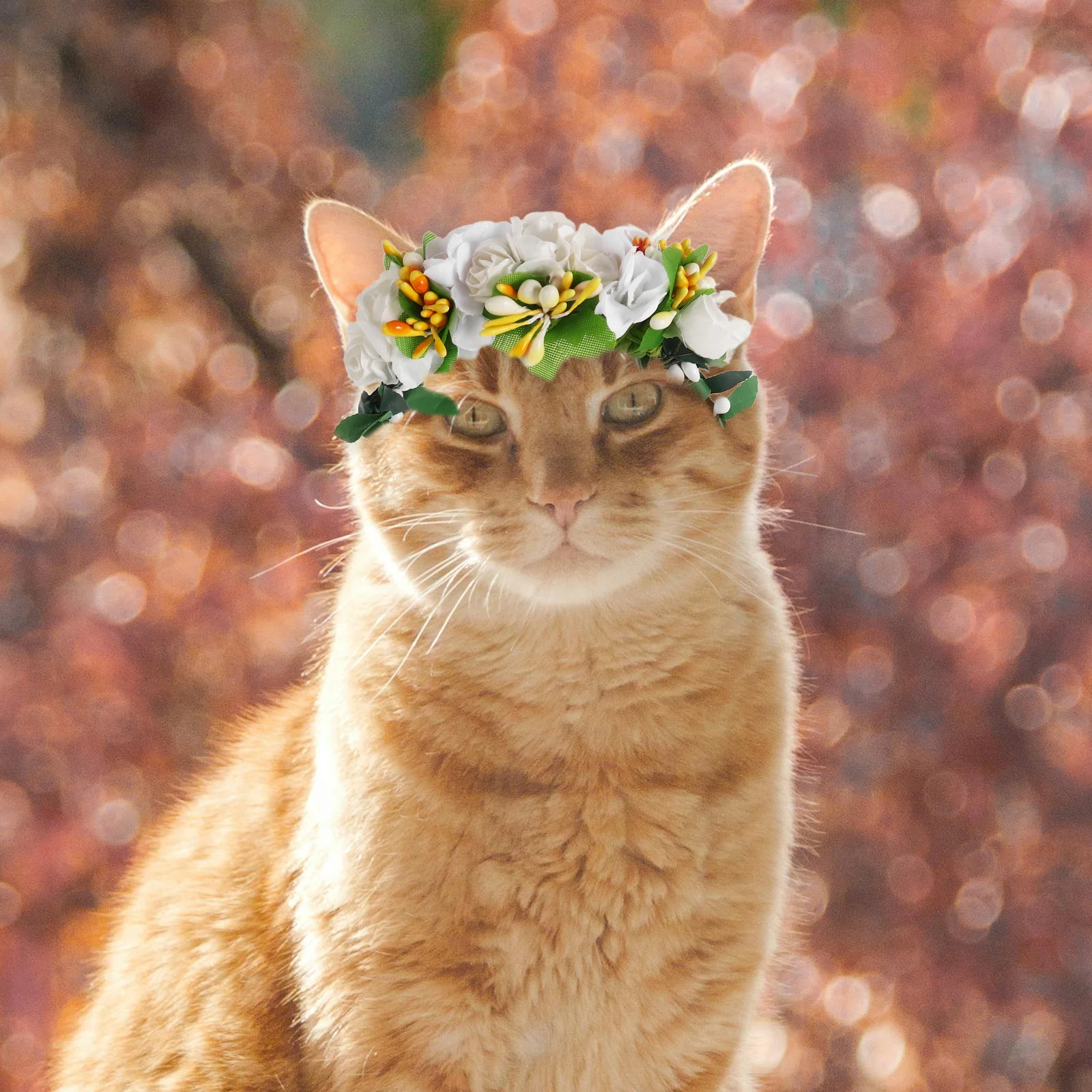 

1pcs Cat Flower Collar Cute Pet Wreath Headband For Kitten Dual Use Party Wedding Photo Accessory Comfortable Skin-Friendly