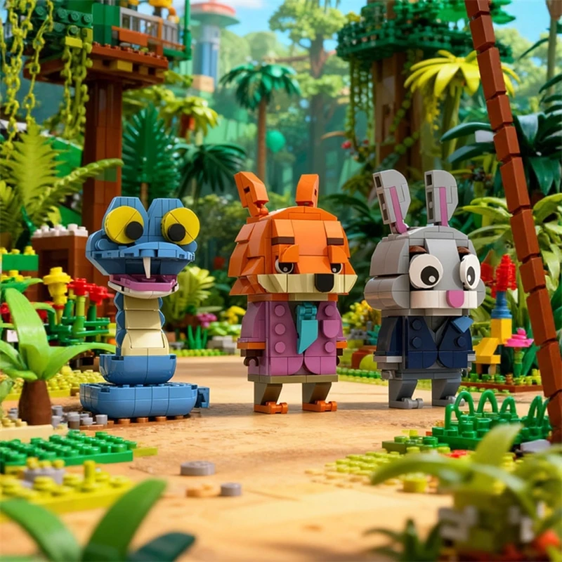 لعبة بناء MOC Zootopia Brickheadz متوافقة مع الطوب الصغير للأطفال والمراهقين ديكور الحفلات هدية الكريسماس 334 قطعة #2