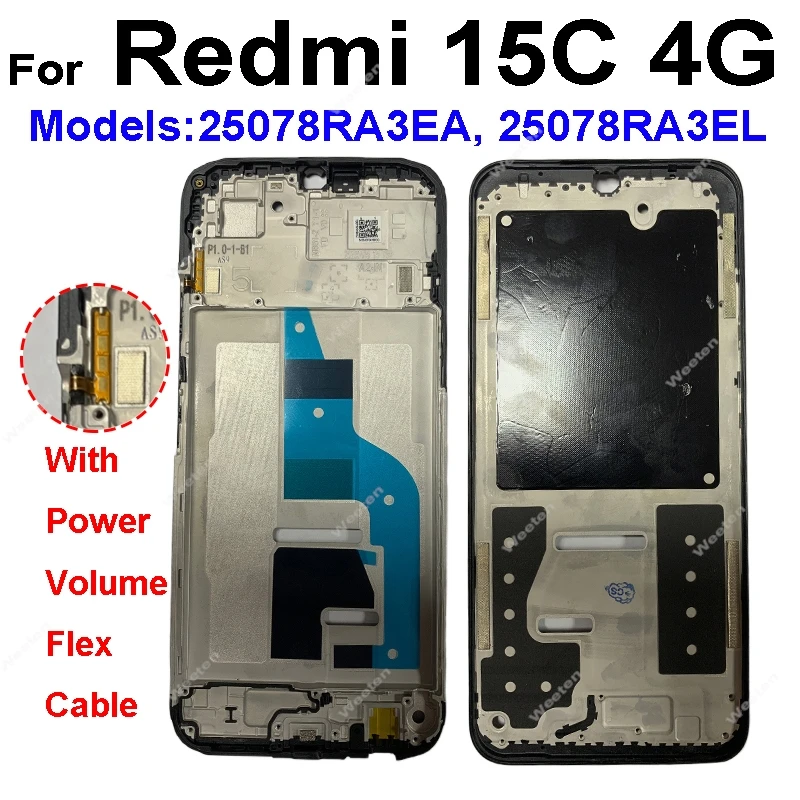 For Xiaomi Redmi 13 13C 14C 14R 15C 4G 5G LCD Middle Frame Housing LCD Front Housing Bezel Chassis Shell Replacement Repair