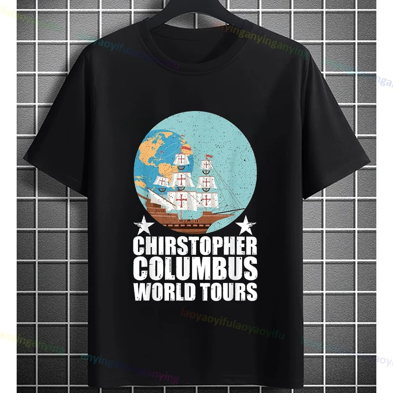 

Men & Women's Funny Columbus World Tours Graphic T-shirt Pure Cotton Short Sleeve Casual Tshirt for Everyday Outdoor Wear