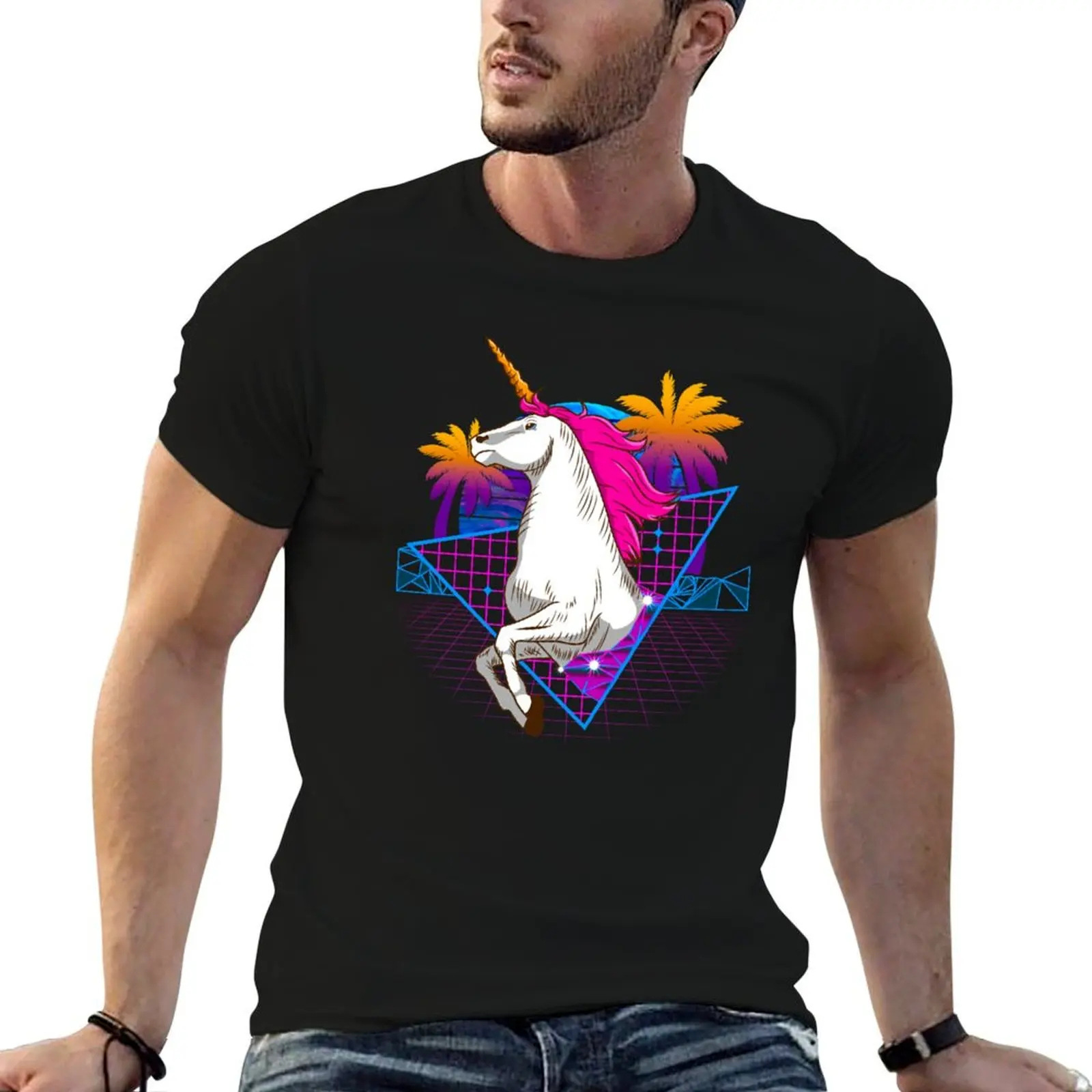 Unicorn Outrun Vaporwave/Synthwave Streetwear T-Shirt anime kawaii clothes tees street wear men t shirt