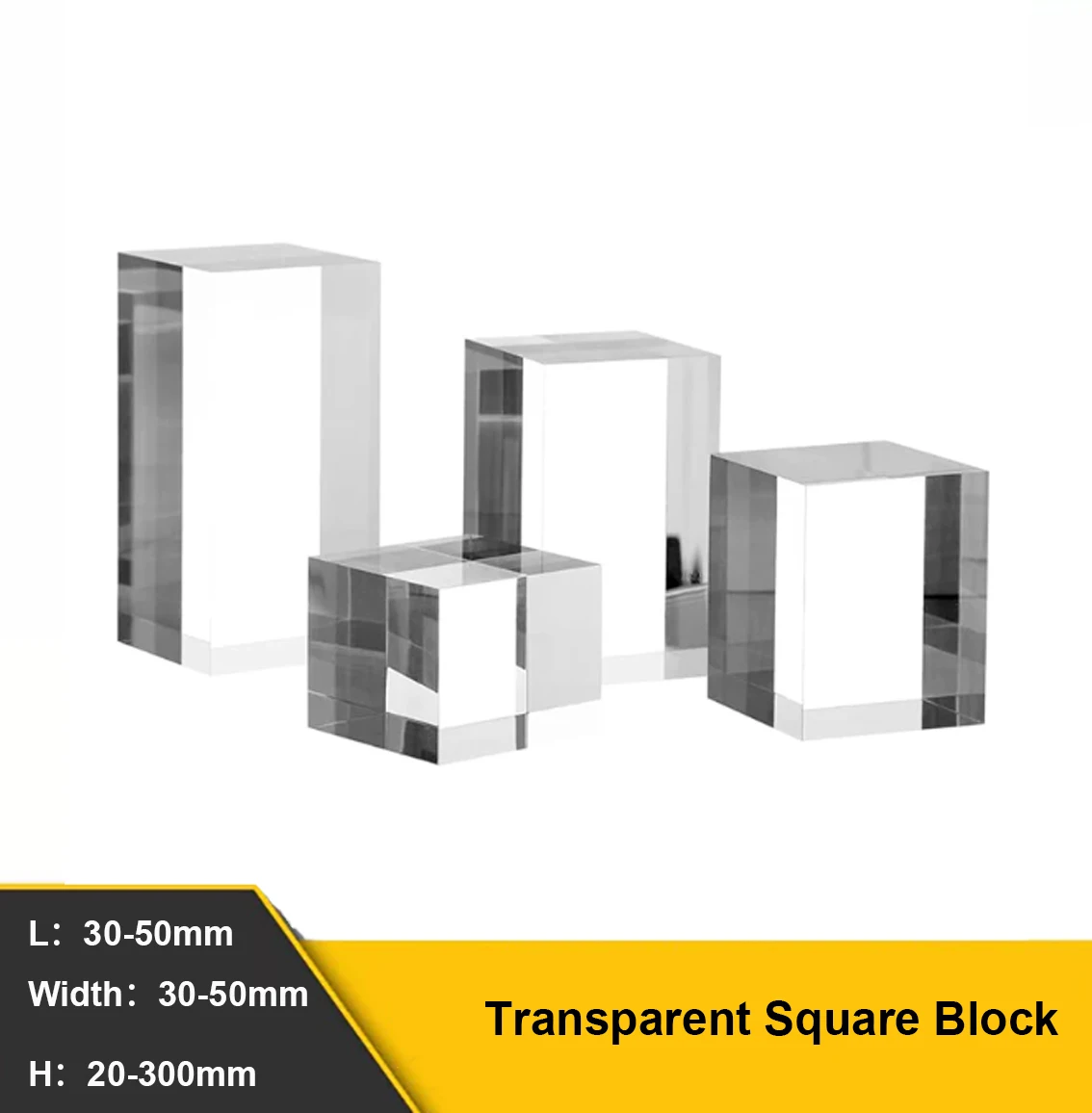 1Pcs Transparent Square Block Photography Props Cosmetics Holders Rings Earring Jewelry Display Stand Smooth Surface Waterproof