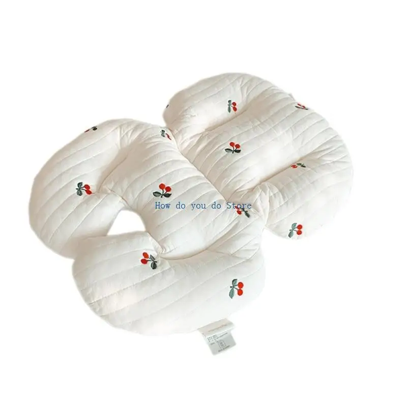 19QF وسادة كرسي طعام للأطفال مطبوع عليها رسوم كرتونية قابلة للفصل، وسادة ناعمة وجيدة التهوية