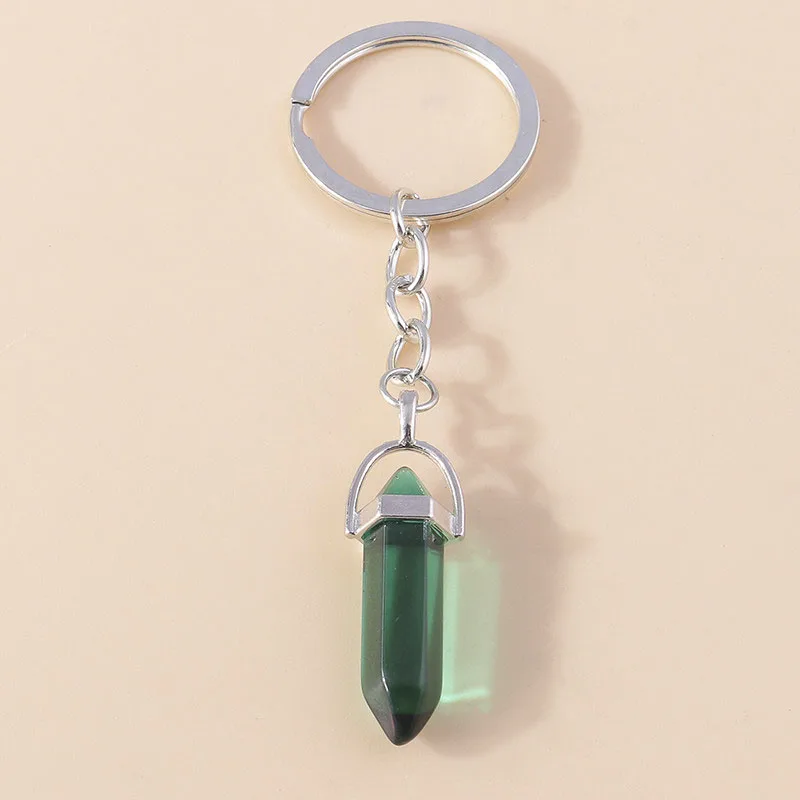 Aihua Neue Bunte Natürliche Sechseckige Kristallstein-Schlüsselanhänger Kugelförmiger Quarz-Kristall-Schlüsselring für Damen Handtaschen-Deko – Detail 11
