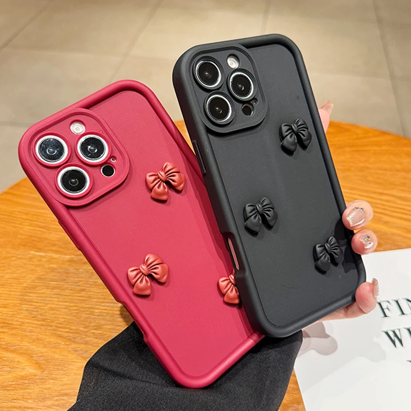 여성용 귀여운 3D 활 휴대폰 케이스, 삼성 갤럭시 A53 A52 A32 A13 A23 A33 A73 A12 A22 A72 4G 5G 소프트 실리콘 충격 방지 커버
