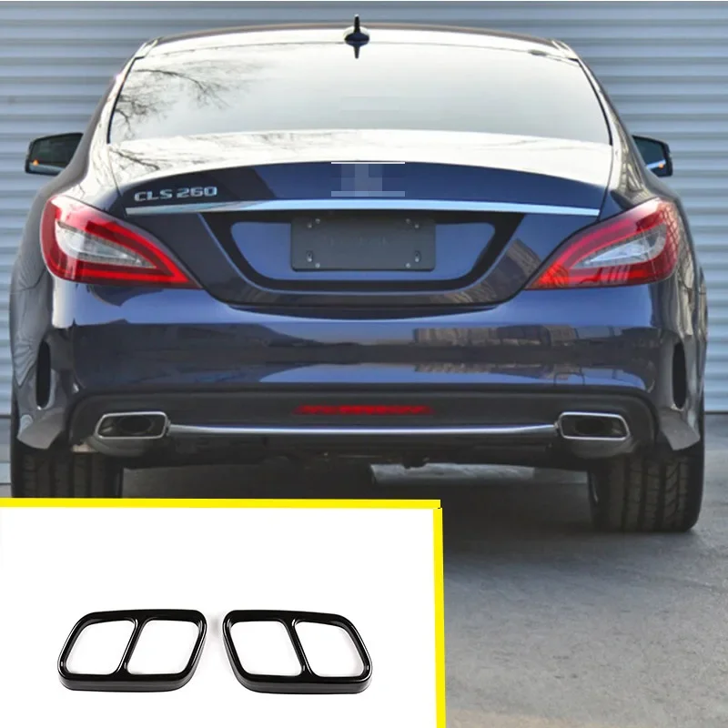 For Mercedes-Benz CLS 2012-17 Stainless Steel Bright Black Car Tail Muffler Exhaust Pipe Output Cover Car Accessories