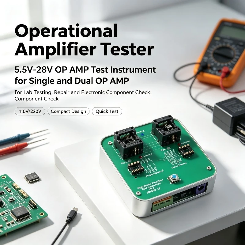 Operational Amplifier Tester, 5.5V–28V OP AMP Test Instrument for Single, Dual OP AMP and Electronic Component Check