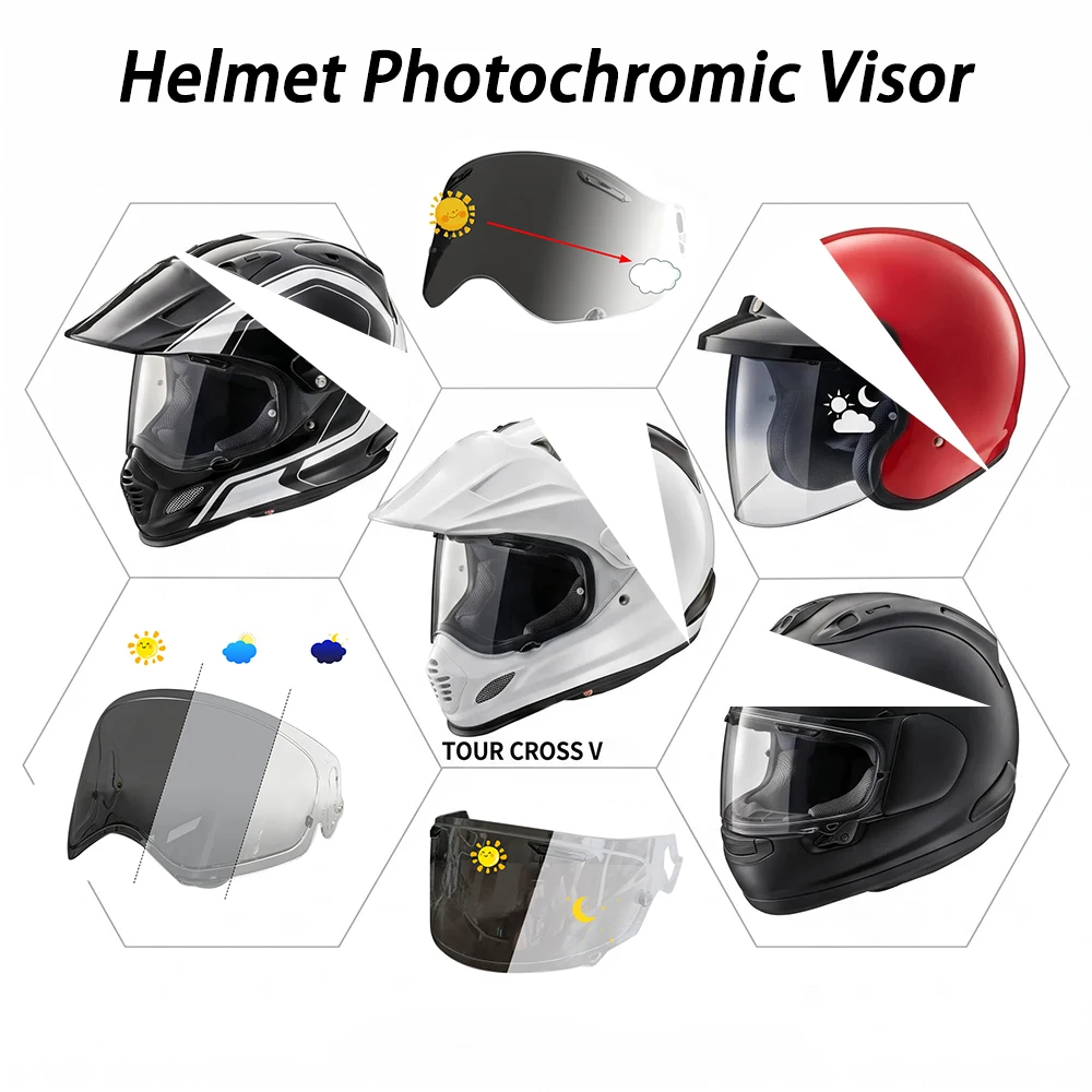 Helmet Replacement Lens Photochromic Visor For Arai RX-7X NEO XD GX TOUR CROSS 3 / Tour Cross 5 VAS-Z RAM-X VZ-RAM SZ-R VAS EVO