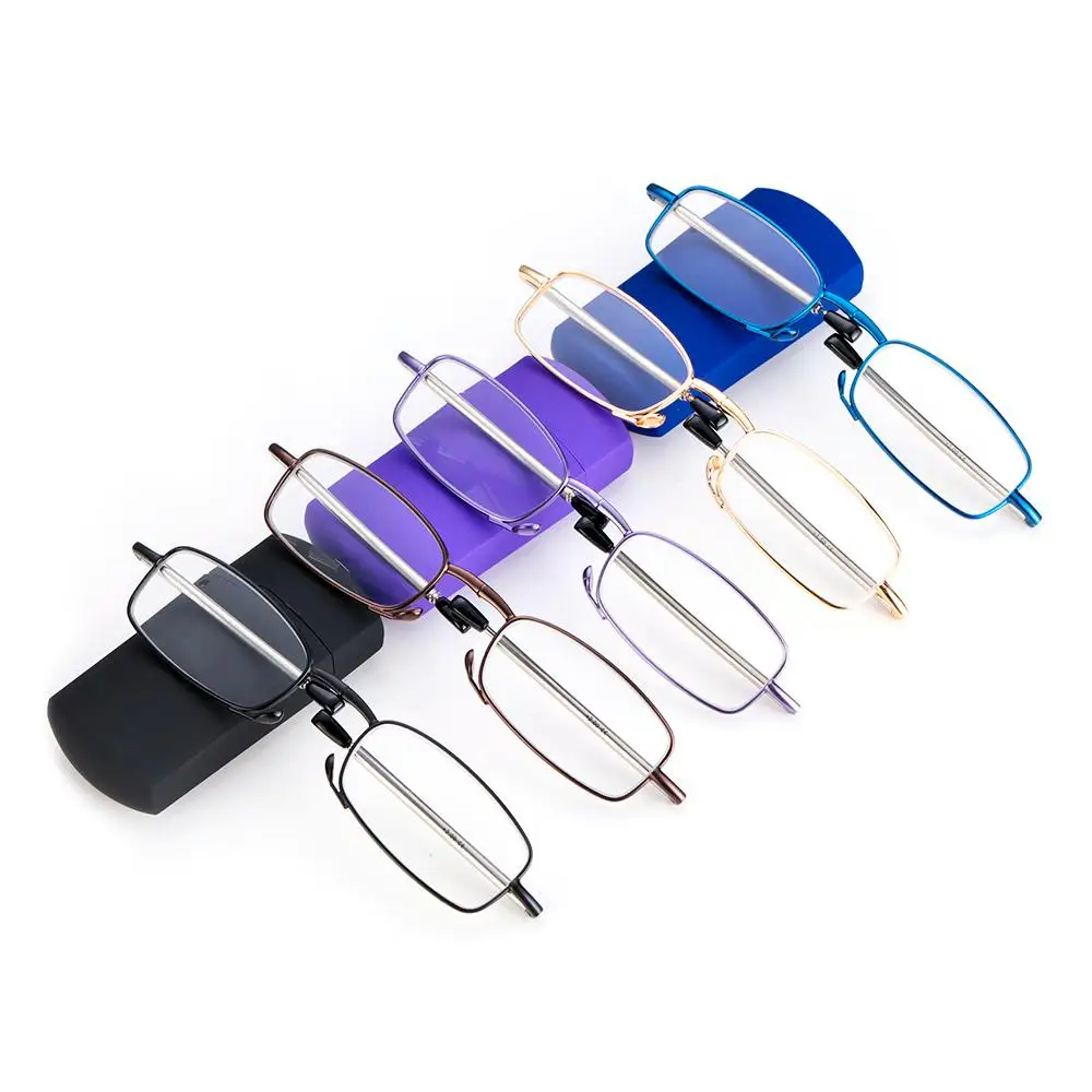 Folding Reading Glasses for Men Women Portable Telescopic Legs Rotation Presbyopia Eyeglasses with Glasses Case Strength+1.0~4.0