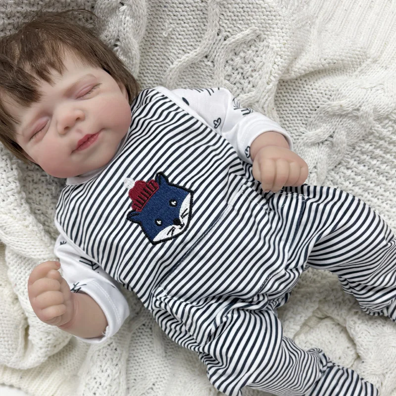 49cm boneca reborn pascale macio siliconen reborn dormindo menino toque macio realista 3d veias de pele bonecas de alta qualidade para crianças