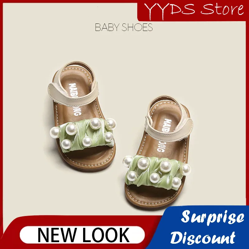 Summer Girls Sandals Toddler Baby Soft Sole Non-Slip Toddler Shoes Pearl Decoration Princess Sandals  baby girl shoes